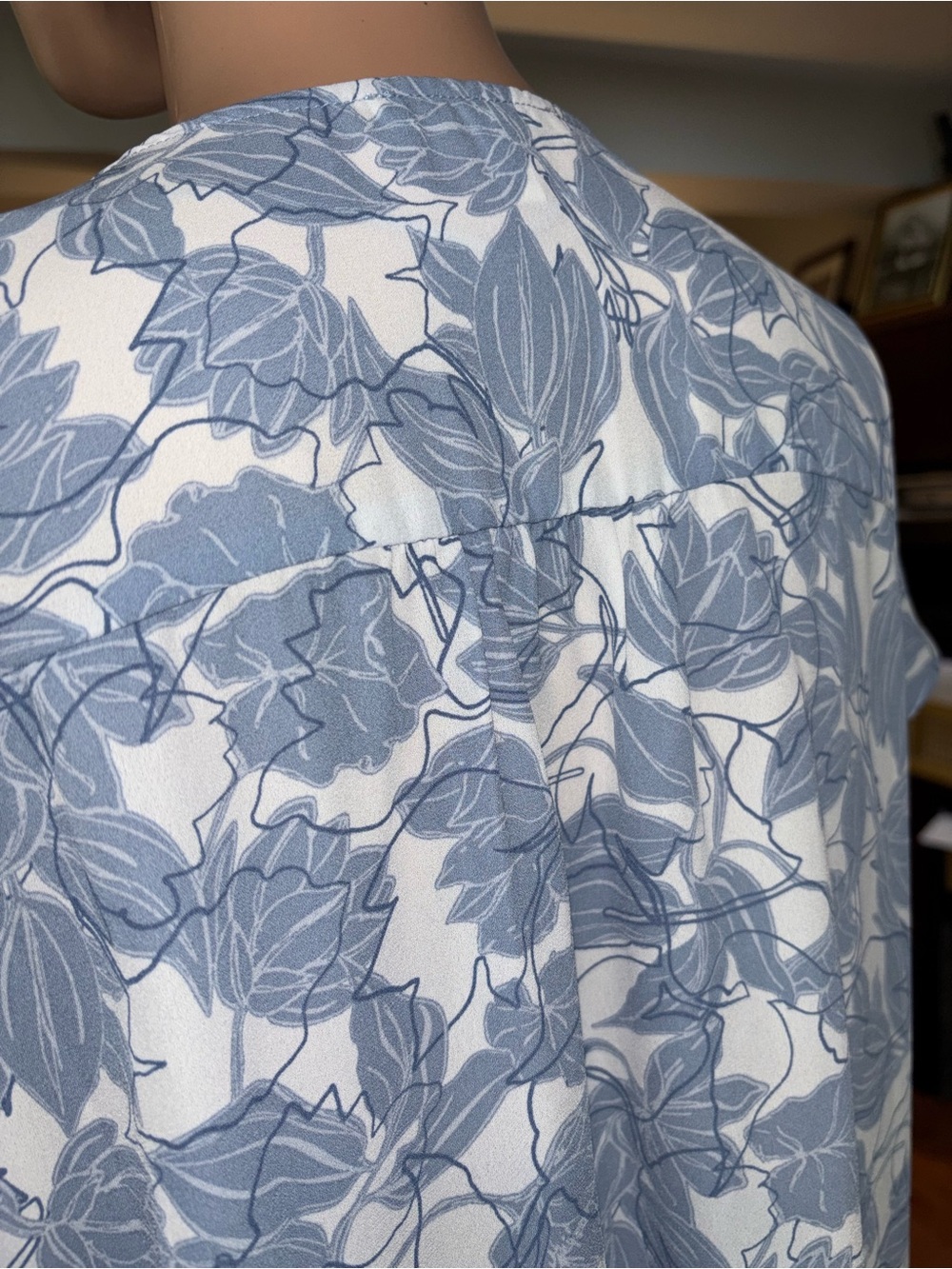 Chaus Blue & White Blouse with Leaf Print - Picture 6 of 9